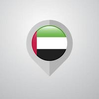 puntero de navegación del mapa con el vector de diseño de la bandera de los emiratos árabes unidos