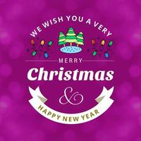 Merry Christmas card with creative design and purple background vector