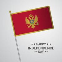 diseño tipográfico del día de la independencia de montenegro con vector de bandera