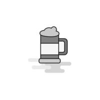 vaso de cerveza icono web línea plana llena vector icono gris