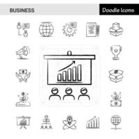 Set of 17 Business handdrawn icon set vector