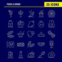 Food And Drink Line Icons Set For Infographics Mobile UXUI Kit And Print Design Include Cocktail Glass Goblet Glass Wine Drink Baking Croissant Icon Set Vector