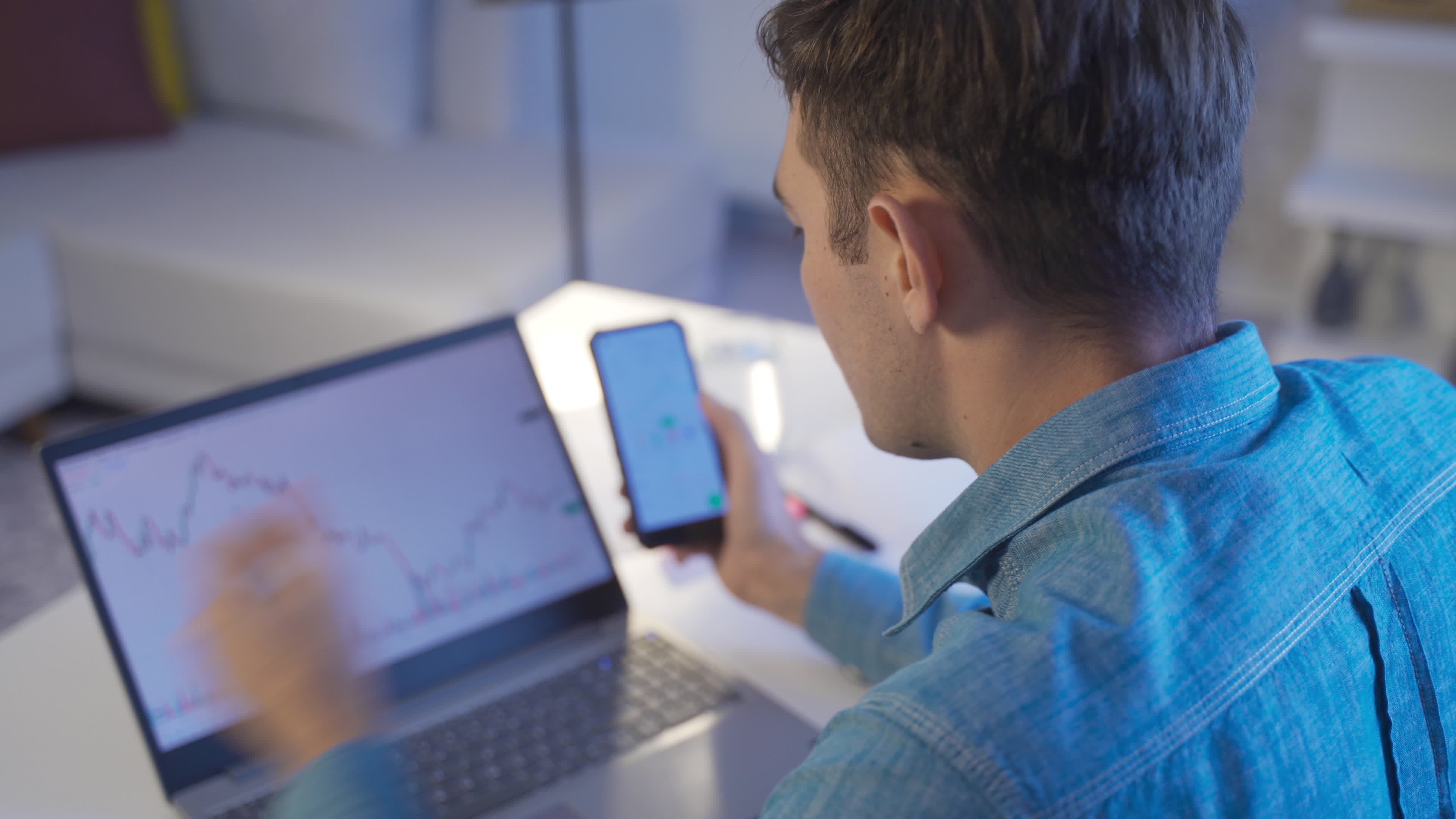 Man buying crypto money with credit card. Stock market investor young
