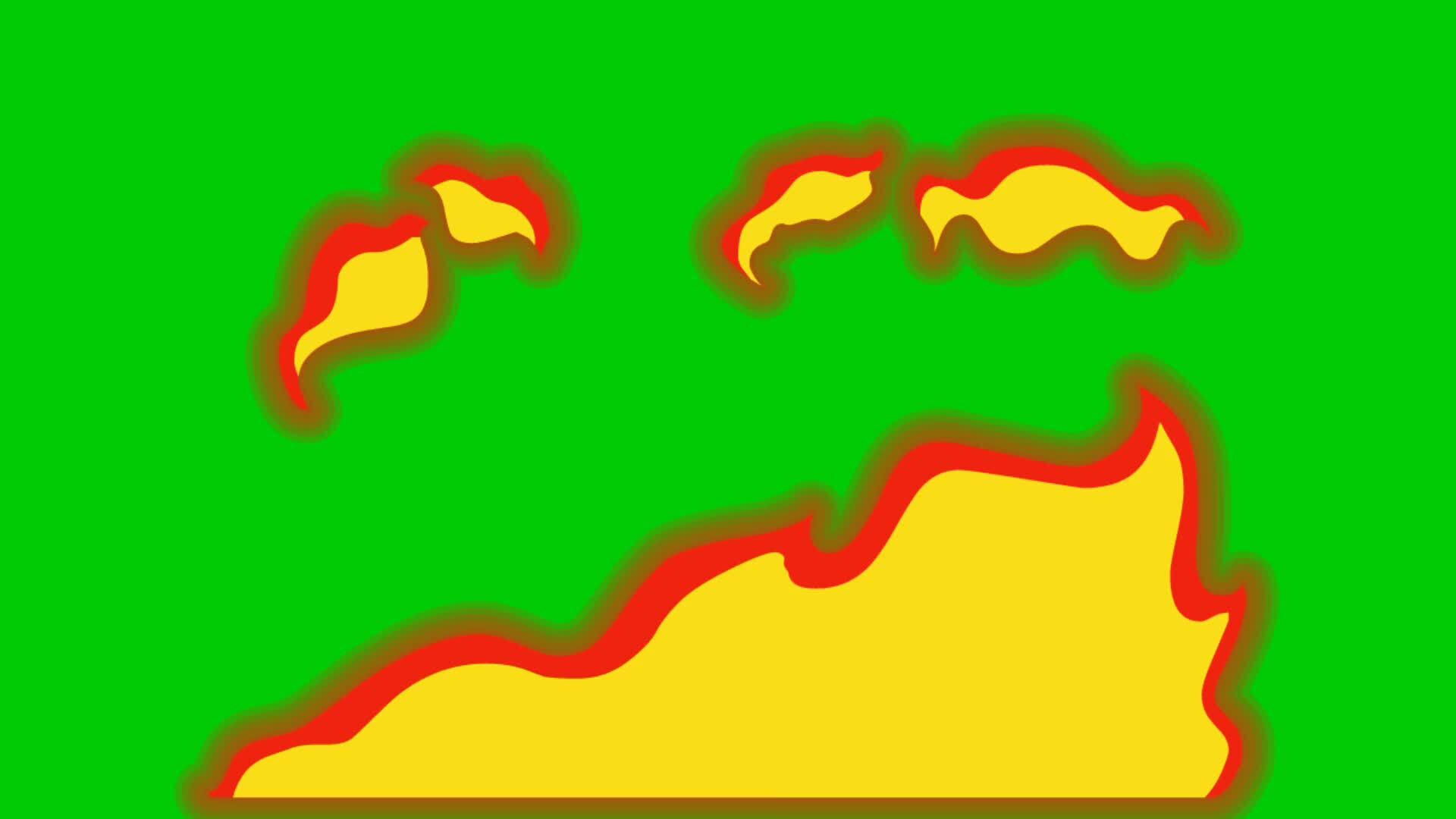 Animação De Chama De Fogo De Desenho Animado De Tela Verde