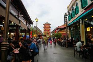 Tangerang, West Java, Indonesia, 2022 - Visitors hanging out at the PIK Chinatown Pantjoran Area. photo