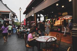 Tangerang, West Java, Indonesia, 2022 - Visitors hanging out at the PIK Chinatown Pantjoran Area. photo