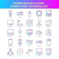 25 Blue and Pink Futuro Computer Technology Icon Pack vector