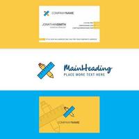 Beautiful Scale and pen Logo and business card vertical Design Vector