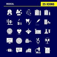 iconos de glifos sólidos médicos establecidos para infografías kit de uxui móvil y diseño de impresión incluyen archivo documento carta salud tubo de ensayo colección de ciencia médica logotipo infográfico moderno y pictograma vector