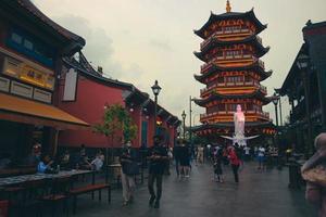 Tangerang, West Java, Indonesia, 2022 - Visitors hanging out at the PIK Chinatown Pantjoran Area. photo