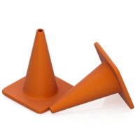 Isometric warning cone 3D render png