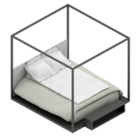 Isometric Bedroom 3D render png