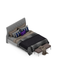 Isometric Bedroom 3D render png