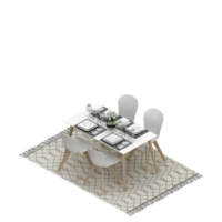 Isometric Table Set 3D render png