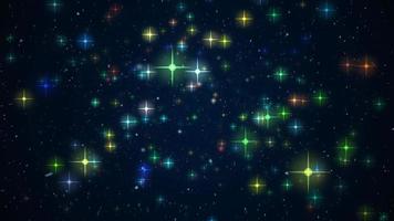 Animation of particles floating in space, colors, stars, background video