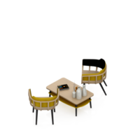 conjunto de mesa isométrica renderização 3d png