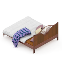 Isometric Bedroom 3D render png