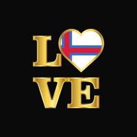 Love typography Faroe Islands flag design vector Gold lettering