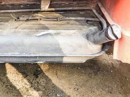 Old rusty worn large gas tank for refueling a truck, a car with gasoline, a diesel engine photo