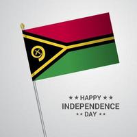 Vanuatu Independence day typographic design with flag vector