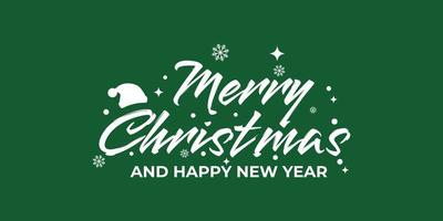 Merry Christmas and Happy New Year Greeting Card, lettering, vector illustration. Free Vector