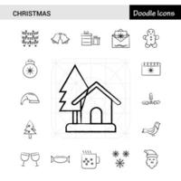 conjunto de 17 iconos dibujados a mano de navidad vector