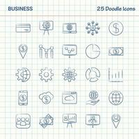 negocios 25 iconos de doodle conjunto de iconos de negocios dibujados a mano vector