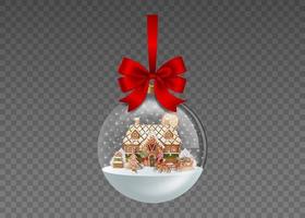 transparent christmas ball with gingerbread landscape vector