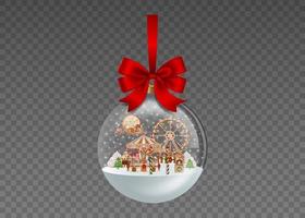 transparent christmas ball with gingerbread landscape vector