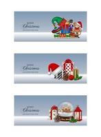 set of christmas banners with christmas decorations. collection of christmas cards vector