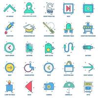 25 conjunto de iconos de color plano de mezcla de concepto de negocio vector