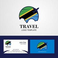 logotipo de la bandera de tanzania de viaje y diseño de tarjeta de visita vector