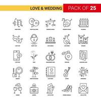 Love and Wedding Black Line Icon 25 Business Outline Icon Set vector