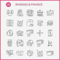 Banking Hand Drawn Icon Pack For Designers And Developers Icons Of Analysis Financial Graph Report Down Hierarchy Management Organization Vector