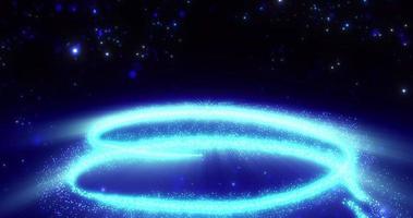 arbre de nouvel an bleu festif de noël fait d'énergie rougeoyante ligne magique salut de nombreuses particules de comète néon. fond abstrait, économiseur d'écran belle animation vidéo en haute résolution 4k video