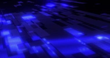 Abstract background blue from futuristic hi-tech rectangles of pixel particles flying with glow effect and background blur, screensaver, video in high quality 4k