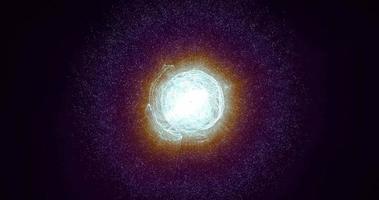 luminosa raggiante brillante stella energia sfera palla con un esplosione di energia nel il nucleo su un' nero sfondo hi-tech spazio. astratto sfondo, introduzione, video nel alto qualità 4k