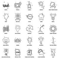 25 conjunto de iconos de línea de mezcla de concepto de negocio vector