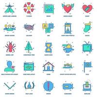 25 conjunto de iconos de color plano de mezcla de concepto de negocio vector