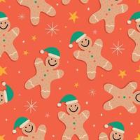Christmas seamless pattern. Ginger cookie pattern. Red christmas pattern. Christmas seamless print. Christmas background vector