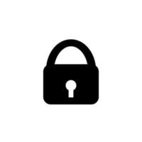 Padlock icon template. Black key isolated on a white background. Silhouette of padlock for application, site. Private access icon, restricted access. Vector illustration