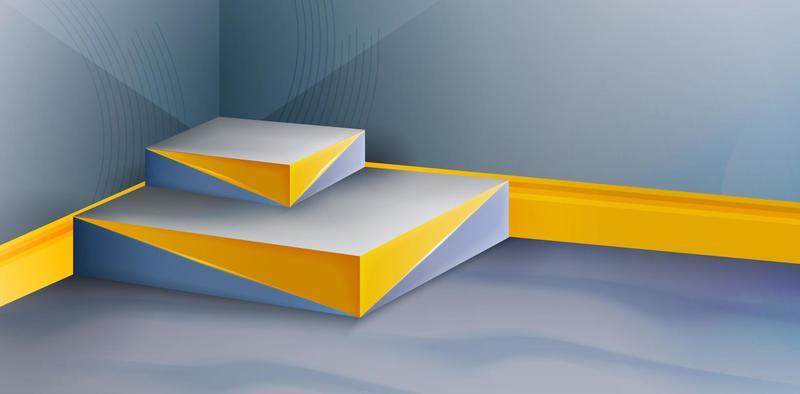 vector illustration of abstract 3d rendering podium cornering stages background for signs corporate, advertisement business, social media post, billboard agency advertising, ads campaign, motion video