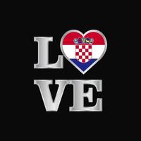 amor tipografía croacia bandera diseño vector hermosa letras