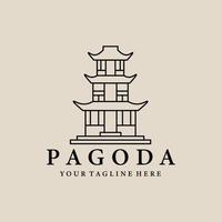 logotipo de arte de línea de pagoda, icono y símbolo, diseño de ilustración vectorial vector