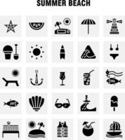 paquete de iconos de glifos sólidos de playa para diseñadores y desarrolladores iconos de peces estrella de mar estrella de mar fruta de coco vector de playa tropical