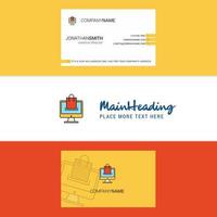 Beautiful Online shopping Logo and business card vertical Design Vector