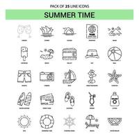 Summer Time Line Icon Set 25 Dashed Outline Style vector