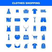 Clothes Shopping Solid Glyph Icons Set For Infographics Mobile UXUI Kit And Print Design Include Belt Cloths Holding Belt Leather Belt Credit Card Eps 10 Vector