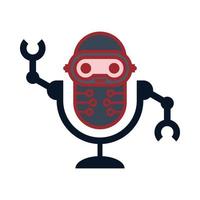 Mic or Podcast Robot Logo Design Template vector