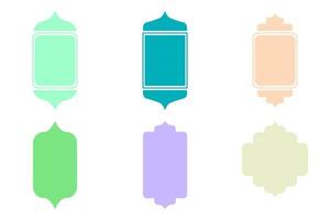 Collection of Islamic windows and arches with modern boho design, moon, mosque dome and lanterns vector